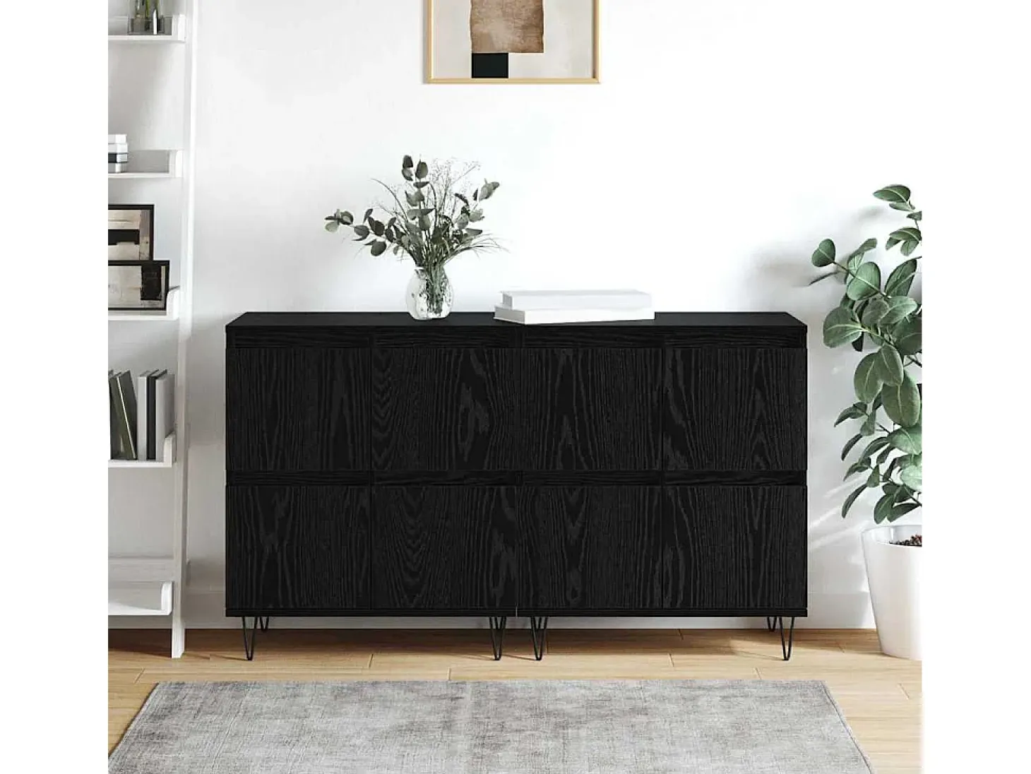 Aparadores 2 piezas Roble negro 120 x 35 x 70 cm Madera de ingeniería