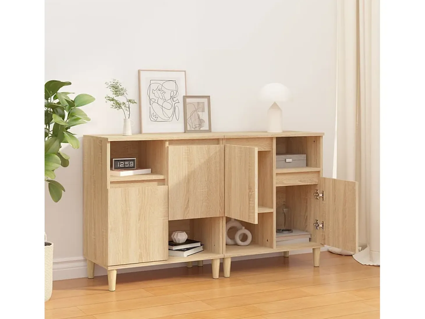 Aparadores 2 piezas roble sonoma 60x35x70 cm madera de ingeniería