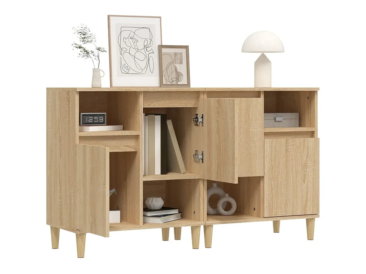 Aparadores 2 piezas roble sonoma 60x35x70 cm madera de ingeniería