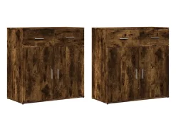 Aparadores 2 piezas roble ahumado 79x38x80 cm madera de ingeniería