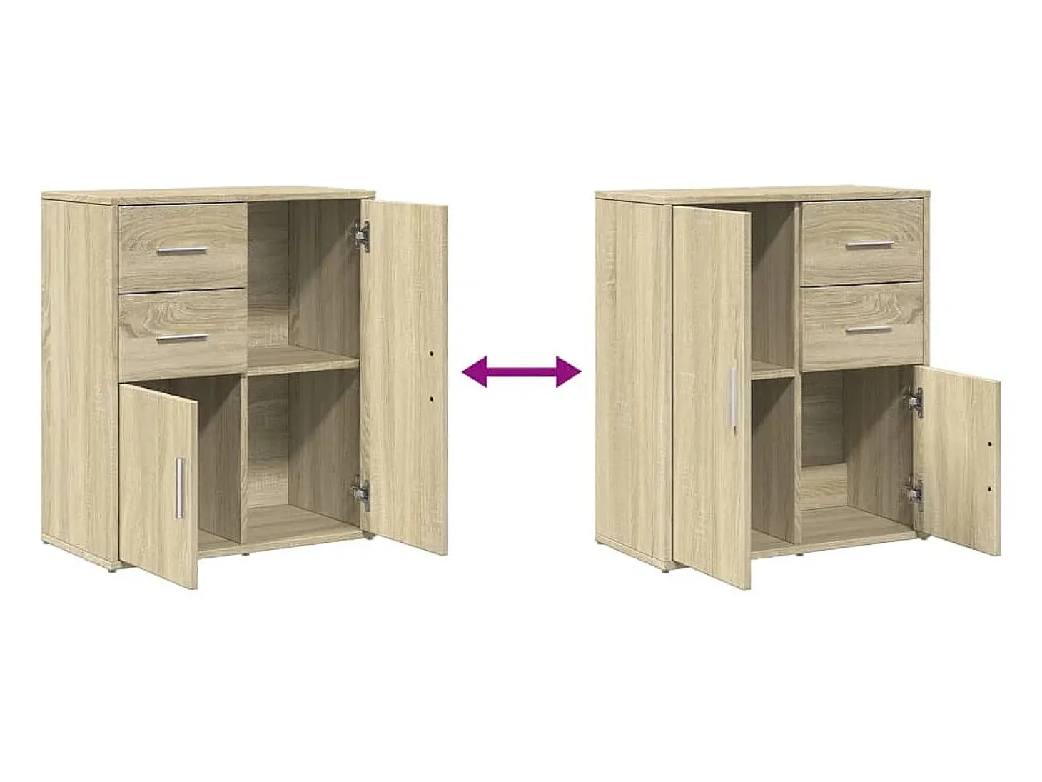 Aparadores 2 piezas roble sonoma 60x31x70 cm madera de ingeniería