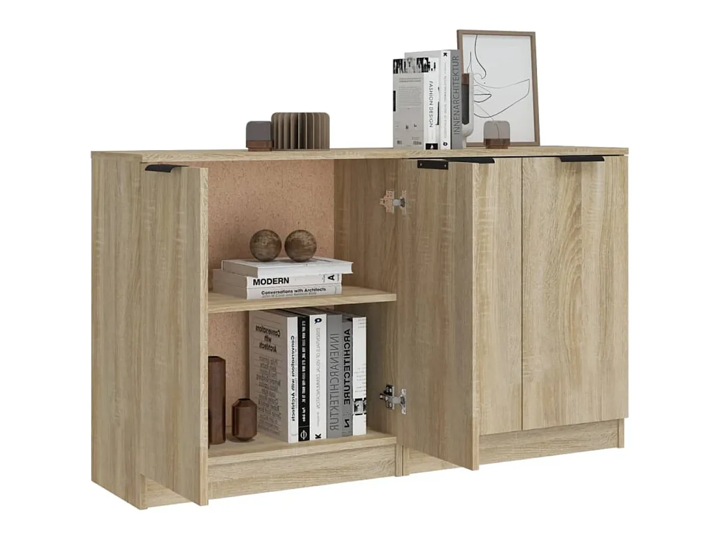 Aparadores 2 piezas Roble Sonoma 60x30x70 cm Madera de ingeniería