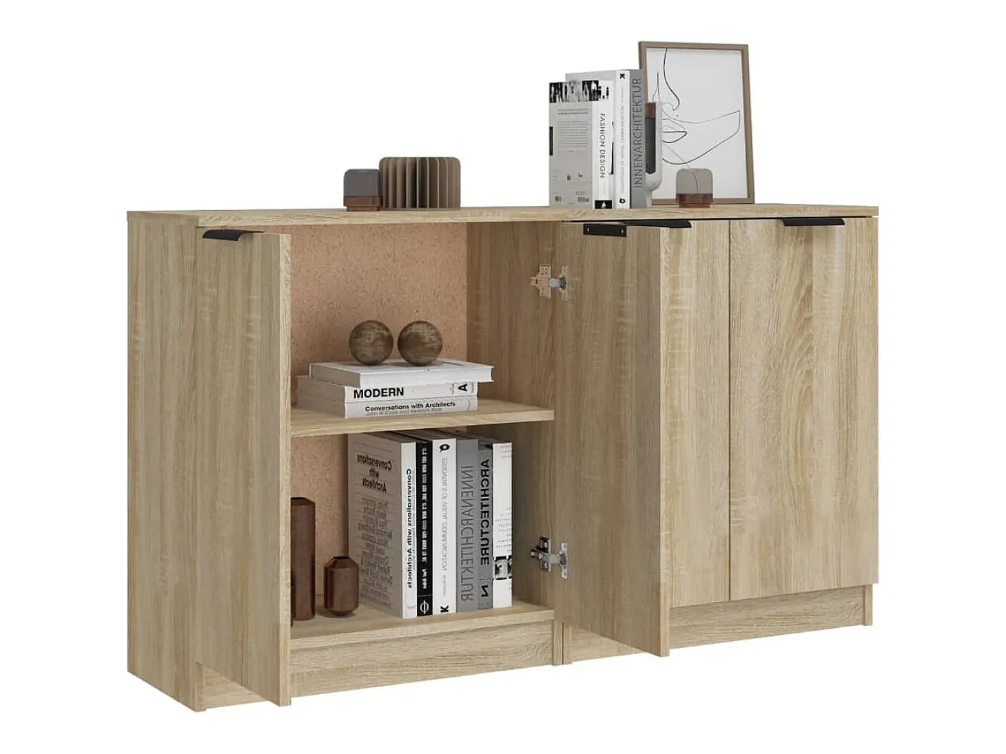 Aparadores 2 piezas Roble Sonoma 60x30x70 cm Madera de ingeniería