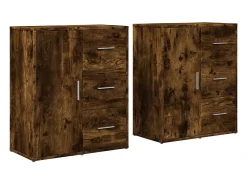 Aparadores 2 piezas roble ahumado 60x31x70 cm madera de ingeniería