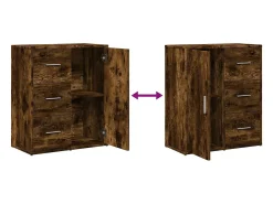 Aparadores 2 piezas roble ahumado 60x31x70 cm madera de ingeniería