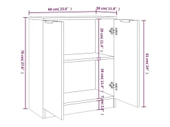 Aparadores 2 piezas Sonoma gris 60x30x70 cm Madera de ingeniería