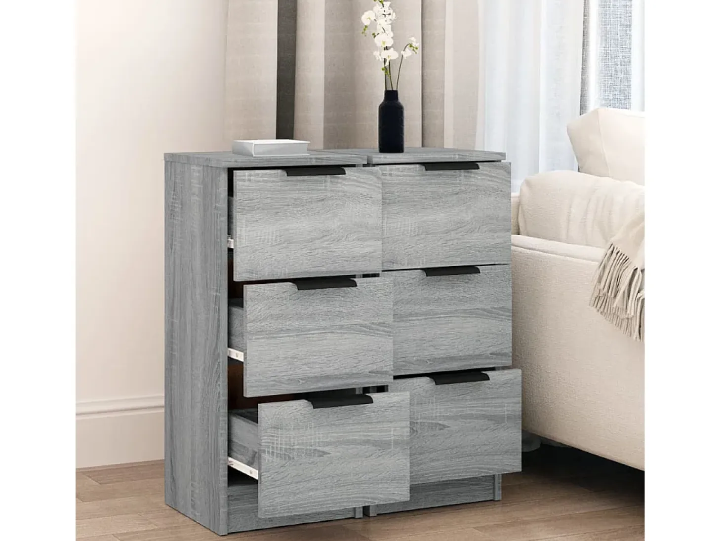 Aparadores 2 piezas Sonoma gris 30x30x70 cm Madera de ingeniería