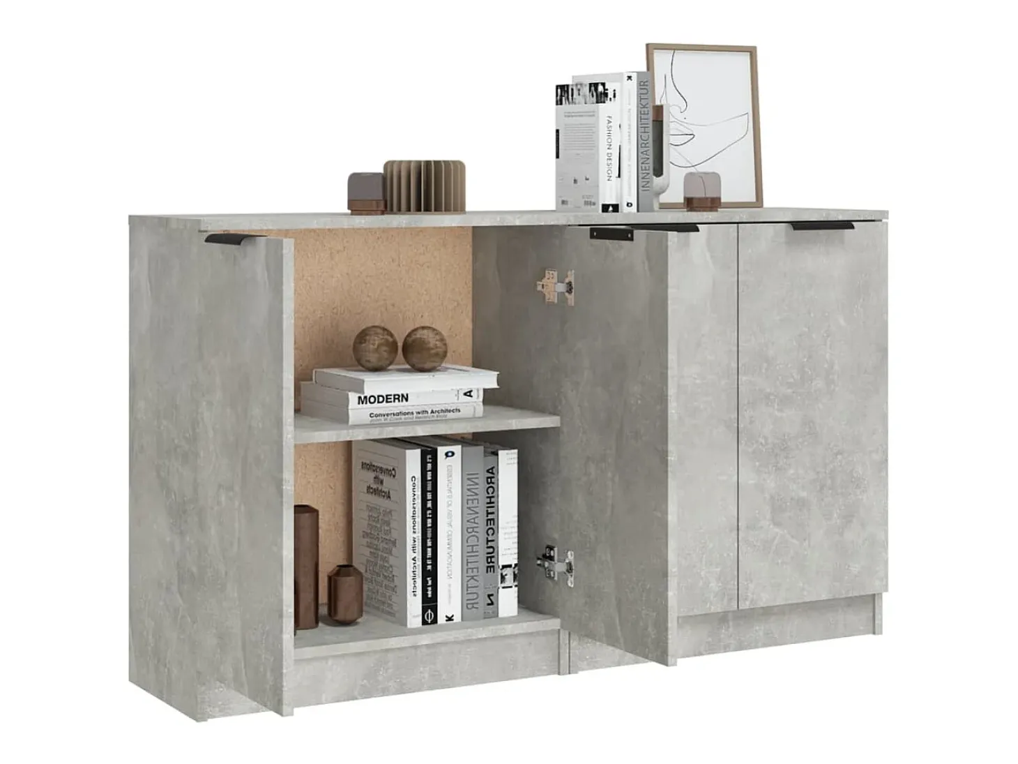 Aparadores 2 uds Gris hormigón 60x30x70 cm Madera de ingeniería