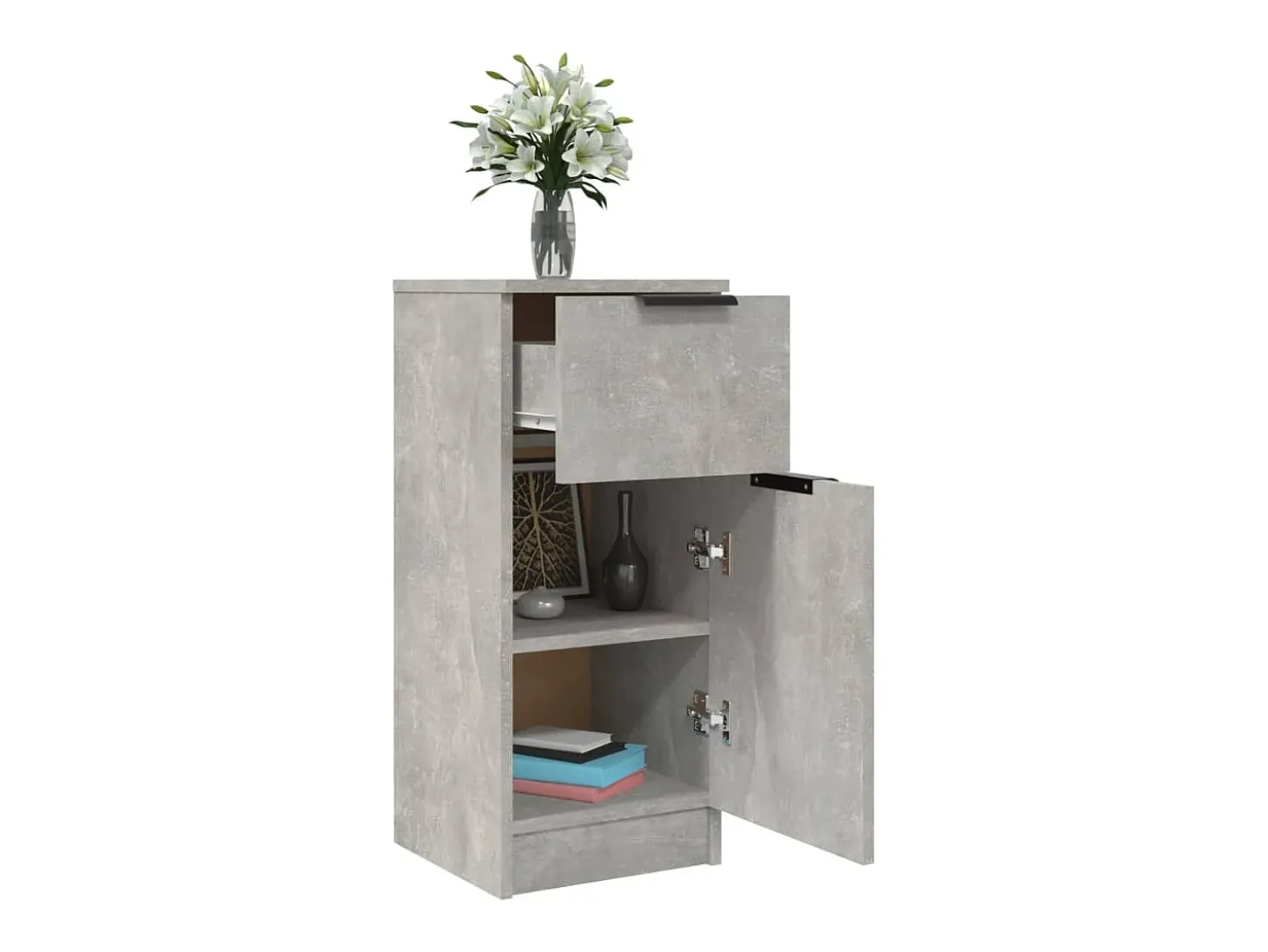 Aparadores 2 uds Gris hormigón 30x30x70 cm Madera de ingeniería