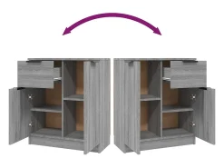 Aparadores 2 uds madera contrachapada gris Sonoma 60x30x70 cm