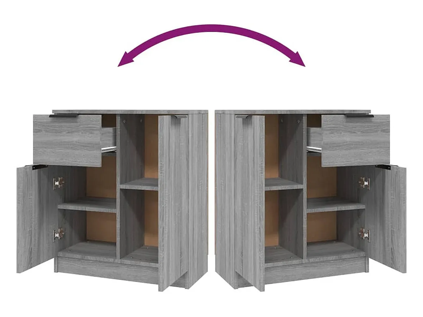 Aparadores 2 uds madera contrachapada gris Sonoma 60x30x70 cm