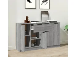 Aparadores 2 uds madera contrachapada gris Sonoma 60x30x70 cm