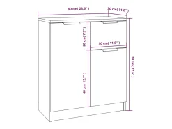 Aparadores 2 uds madera contrachapada gris Sonoma 60x30x70 cm