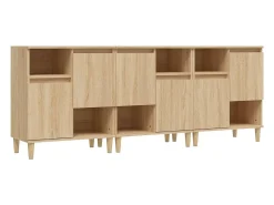 Aparadores 3 uds madera contrachapada roble Sonoma 60x35x70 cm