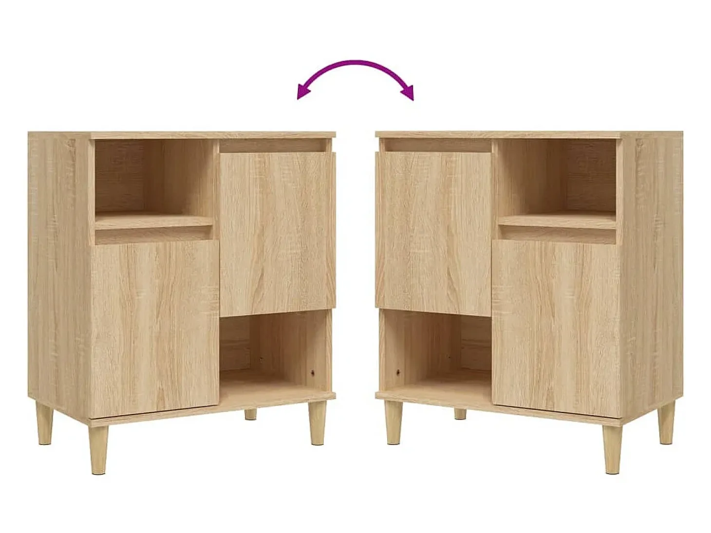 Aparadores 3 uds madera contrachapada roble Sonoma 60x35x70 cm