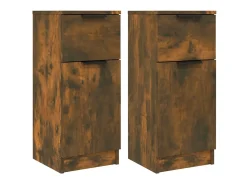 Aparadores 2 uds madera contrachapada roble ahumado 30x30x70 cm ES62814