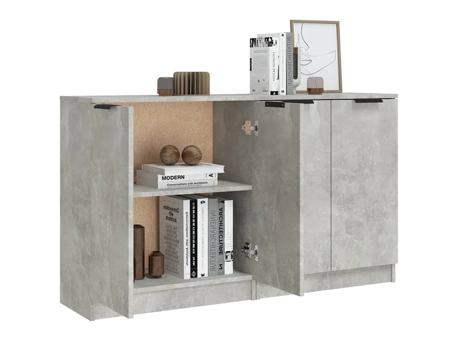 Aparadores 2 uds madera contrachapada gris hormigón 60x30x70 cm ES72553
