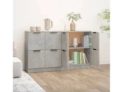 Aparadores 2 uds madera contrachapada gris hormigón 60x30x70 cm ES82167