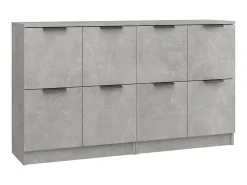 Aparadores 2 uds madera contrachapada gris hormigón 60x30x70 cm ES82167