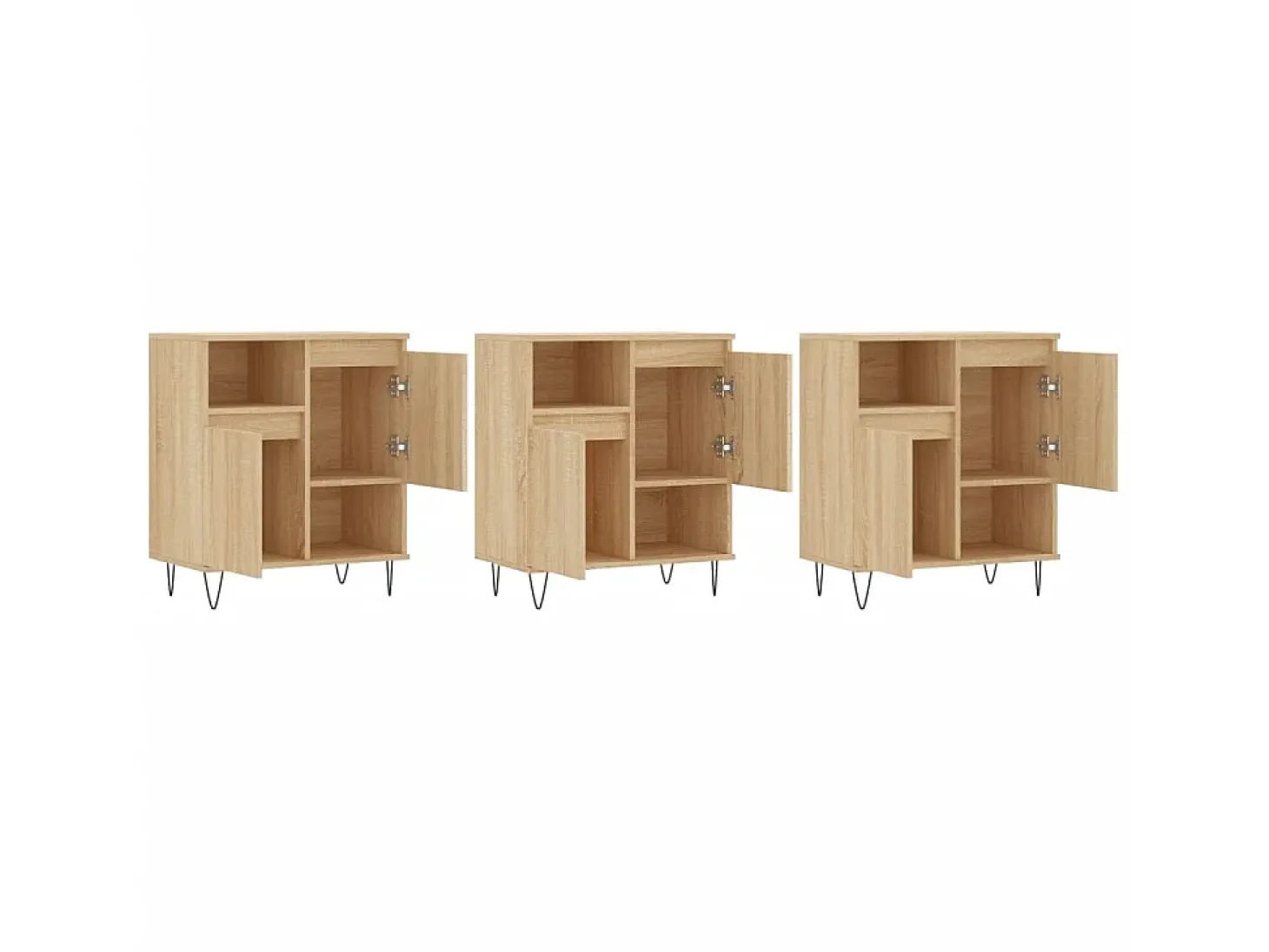 Aparadores 3 uds madera contrachapada color roble sonoma ES38694