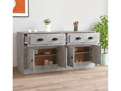 Aparadores 2 uds madera contrachapada gris hormigón ES17496