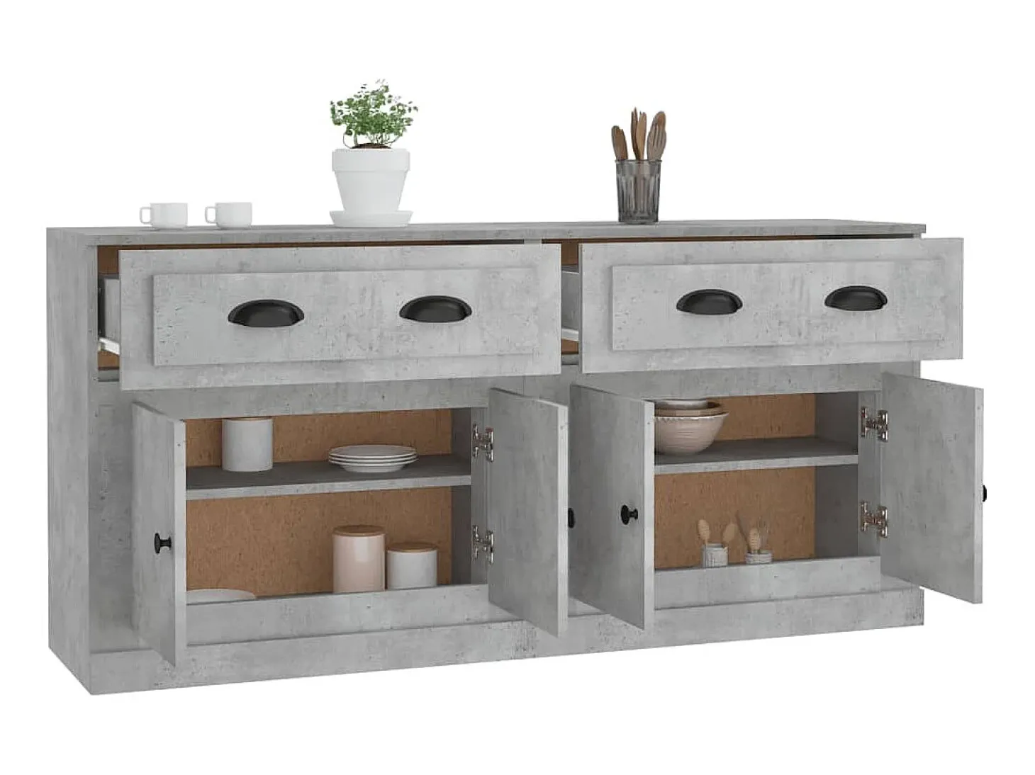 Aparadores 2 uds madera contrachapada gris hormigón ES17496