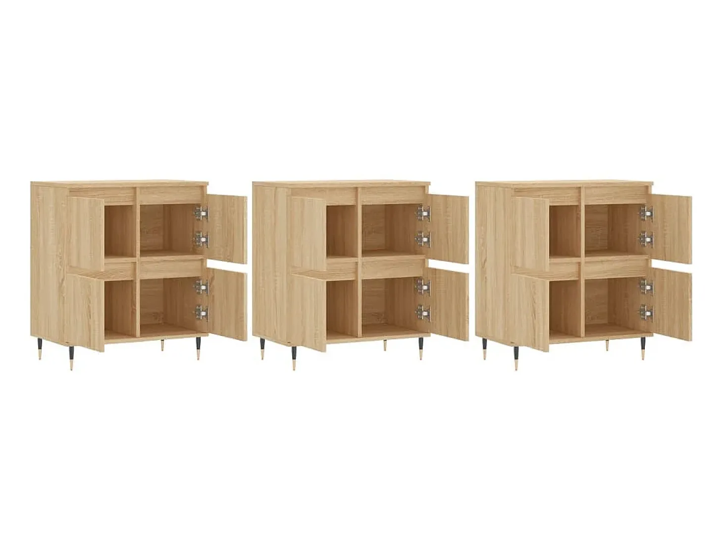 Aparadores 3 uds madera contrachapada color roble sonoma ES95691