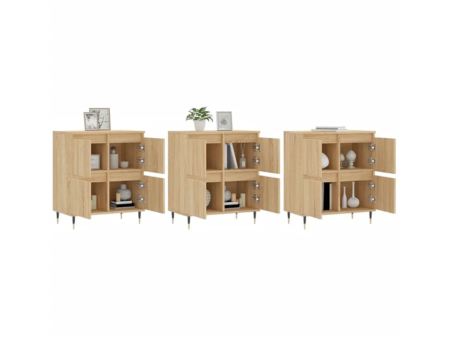 Aparadores 3 uds madera contrachapada color roble sonoma ES95691