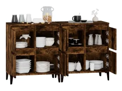 Aparadores 2 uds madera contrachapada roble ahumado 60x35x70 cm ES47411