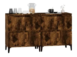 Aparadores 2 uds madera contrachapada roble ahumado 60x35x70 cm ES47411