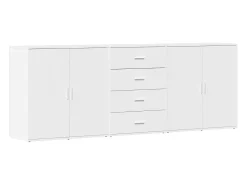 Aparadores 3 uds madera contrachapada blanco