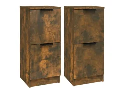Aparadores 2 uds madera contrachapada roble ahumado 30x30x70 cm