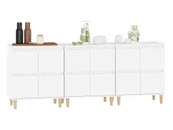 Aparadores 3 uds madera contrachapada blanco 60x35x70 cm ES37599