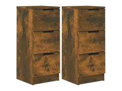 Aparadores 2 uds madera contrachapada roble ahumado 30x30x70 cm ES85257