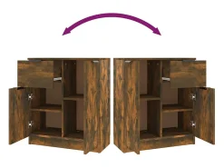 Aparadores 2 uds madera contrachapada roble ahumado 60x30x70 cm