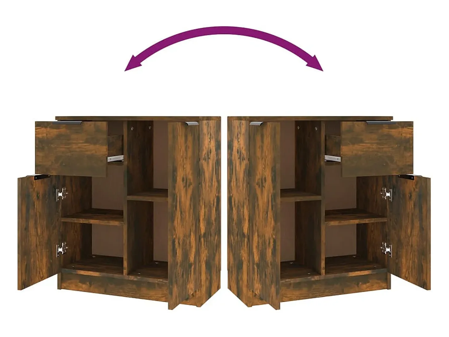Aparadores 2 uds madera contrachapada roble ahumado 60x30x70 cm