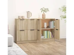 Aparadores 2 uds madera contrachapada roble Sonoma 60x30x70 cm ES84991