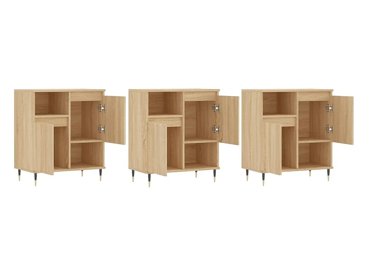 Aparadores 3 uds madera contrachapada color roble sonoma