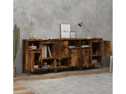 Aparadores 3 uds madera contrachapada roble ahumado 60x35x70 cm ES54264