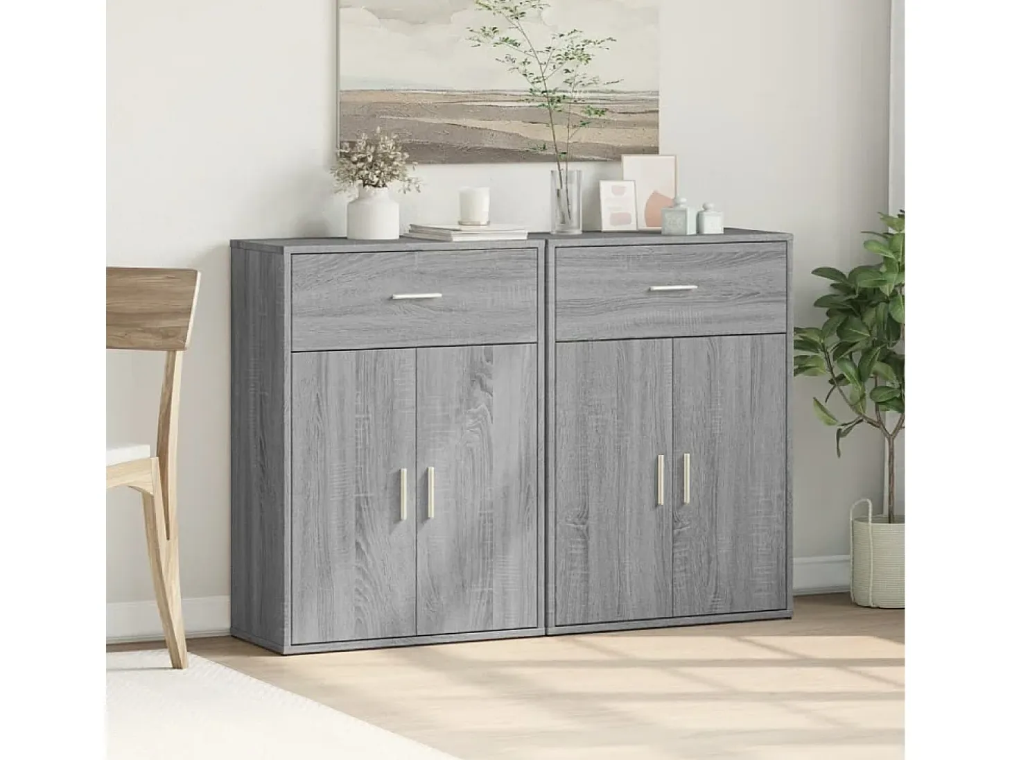 Aparadores 2 uds madera de ingeniería gris Sonoma 60x30x84 cm ES829023