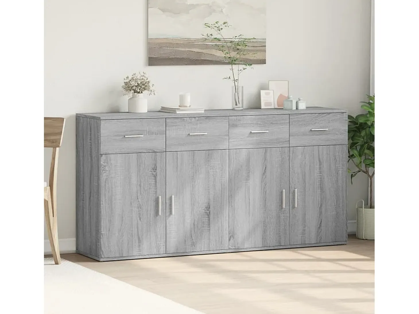 Aparadores 2 uds madera de ingeniería gris Sonoma 79x38x80 cm