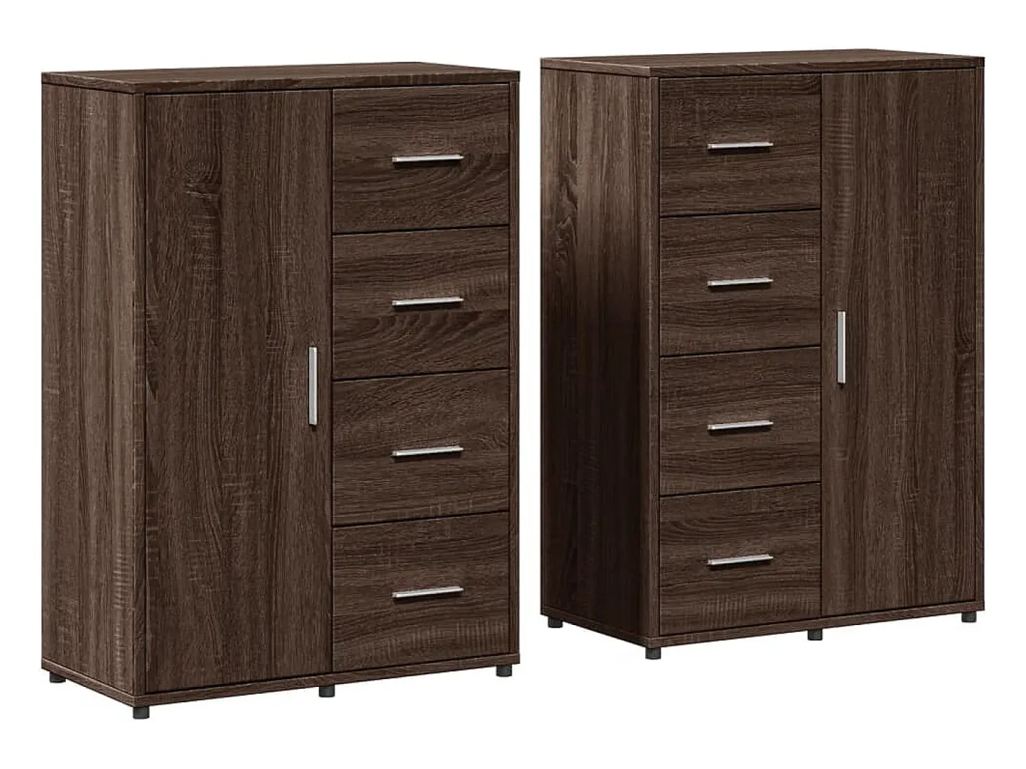 Aparadores 2 uds madera de ingeniería marrón roble 60x31x84 cm