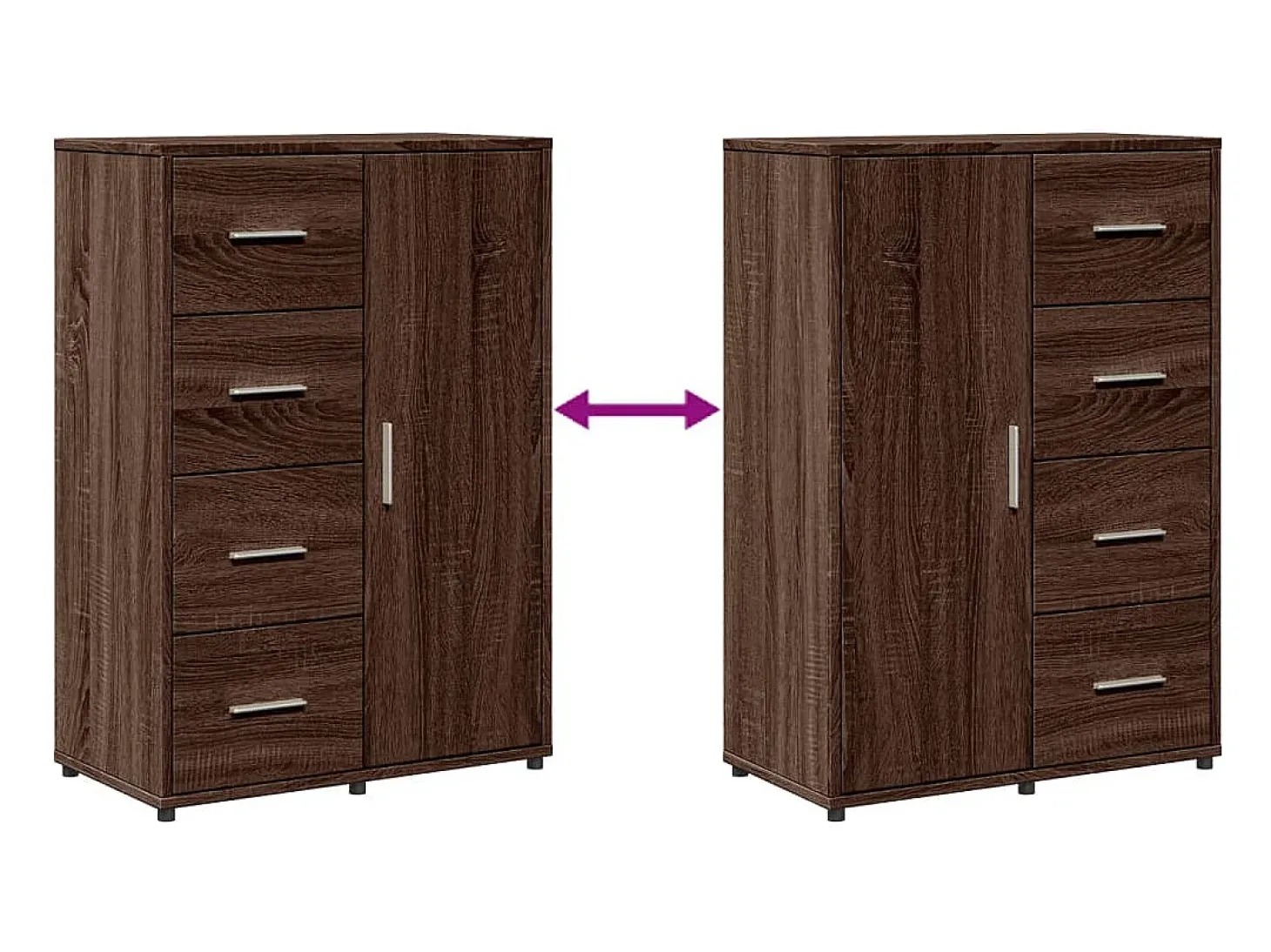 Aparadores 2 uds madera de ingeniería marrón roble 60x31x84 cm