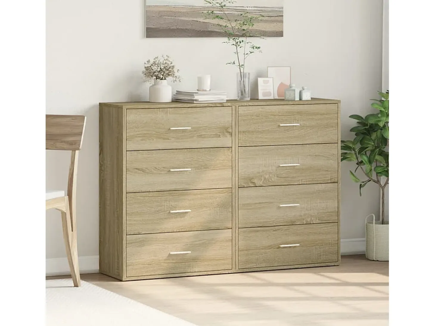 Aparadores 2 uds madera de ingeniería roble Sonoma 60x31x84 cm