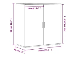 Aparadores 2 uds madera de ingeniería gris hormigón 79x38x80 cm