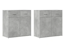 Aparadores 2 uds madera de ingeniería gris hormigón 79x38x80 cm