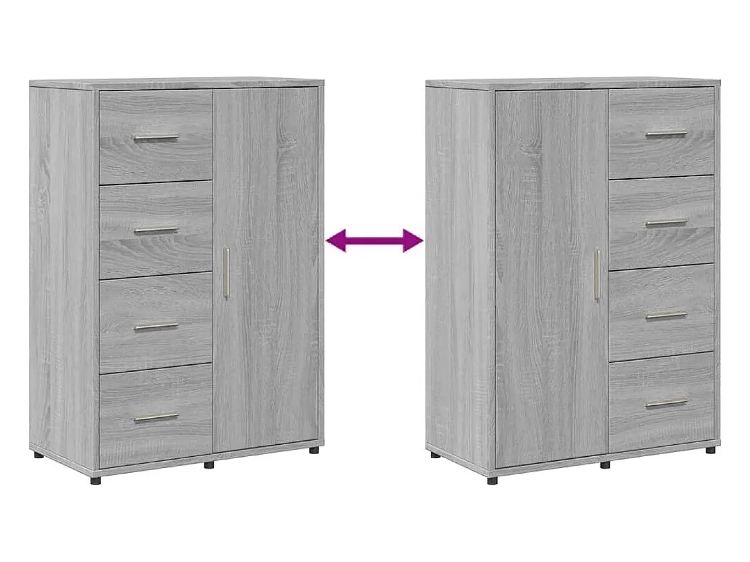 Aparadores 2 uds madera de ingeniería gris Sonoma 60x31x84 cm