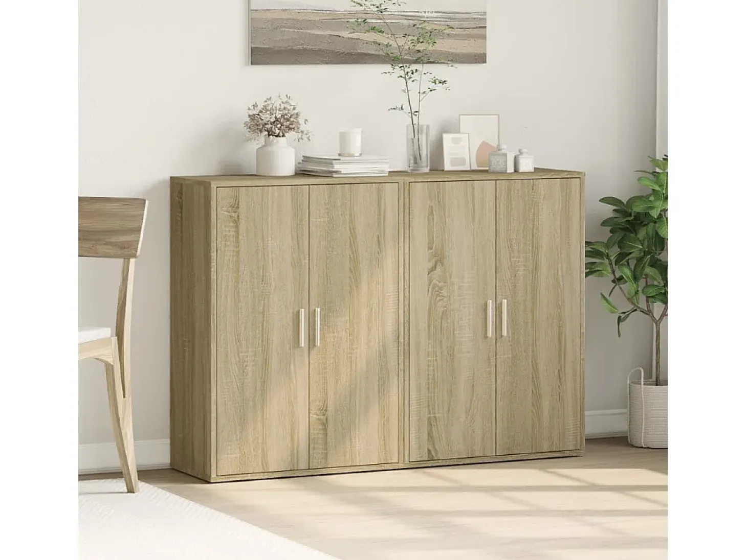 Aparadores 2 uds madera de ingeniería roble Sonoma 60x31x84 cm