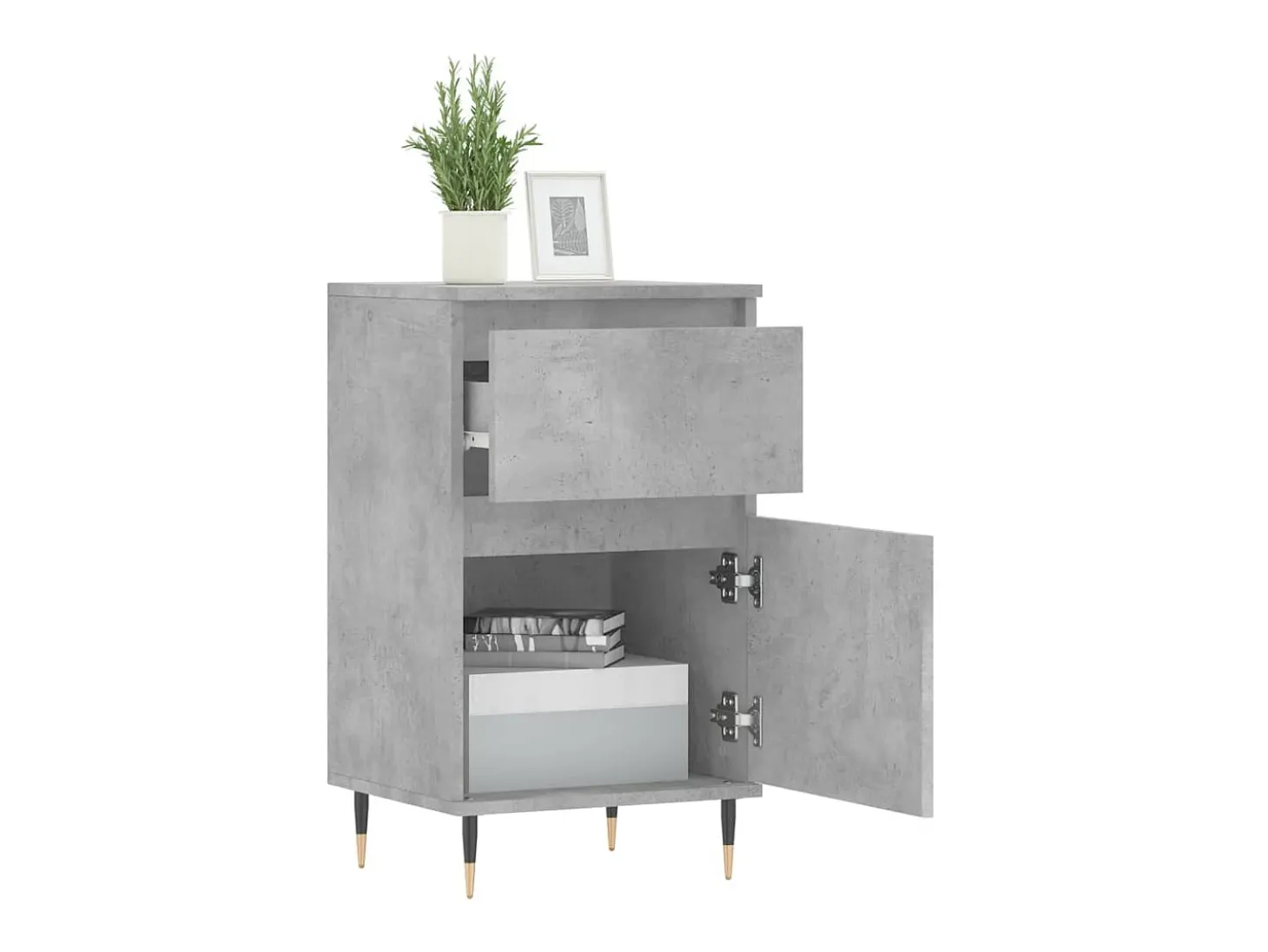 Aparadores 2 uds madera de ingeniería gris hormigón 40x35x70 cm ES62578