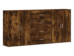 Aparadores 3 uds madera de ingeniería roble ahumado 60x31x84 cm